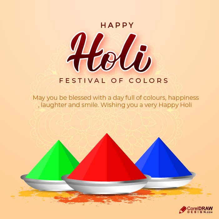 Premium Happy Holi Indian Festival Colorful Wishes Card Template