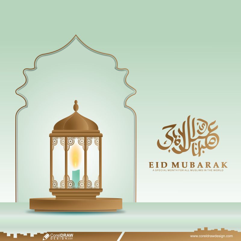 Premium Luxury Lantern Light Background Design Eid Mubarak Free CDR