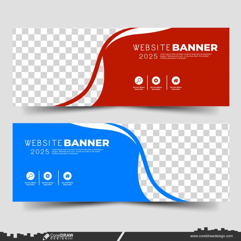 Premium Red & Blue & Web Banner Design vector