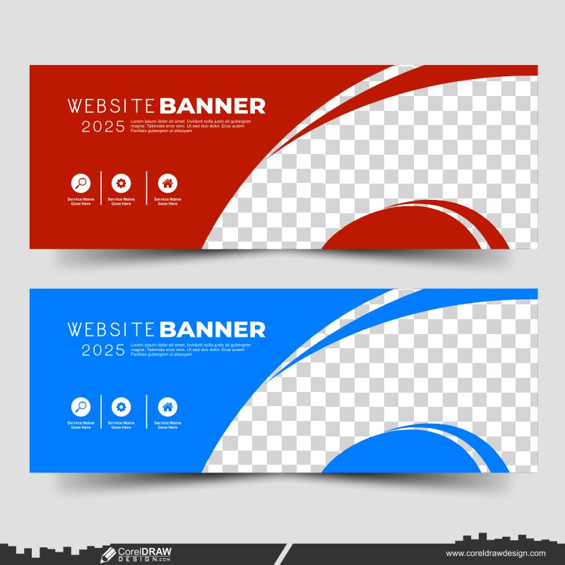 Premium Red & Blue & Web Banner vector Design