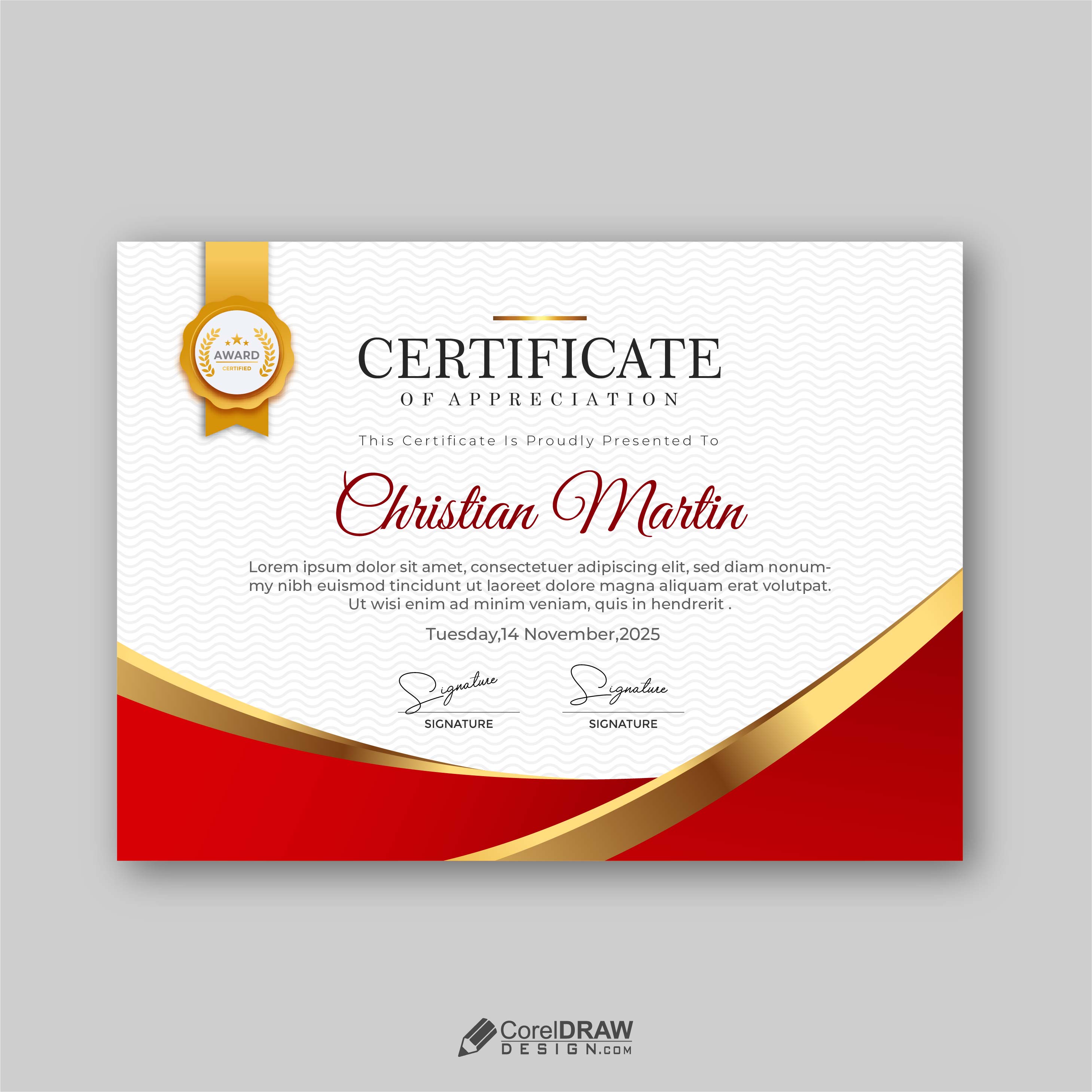 Professional  Red Certificate Template Vector