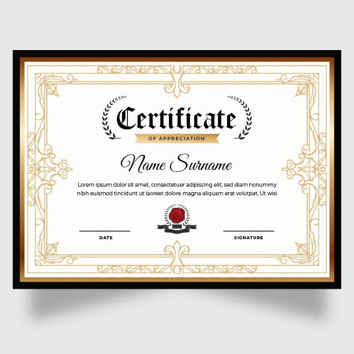 Professional achievement certificate vintage vector free