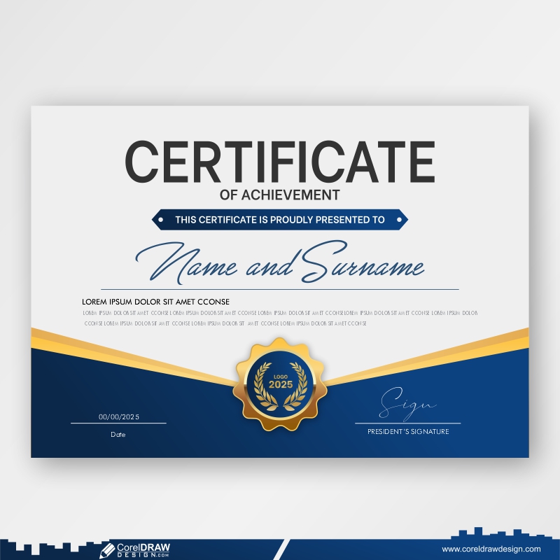 Professional Award Certificate Template Blue Abstract Design Free Design