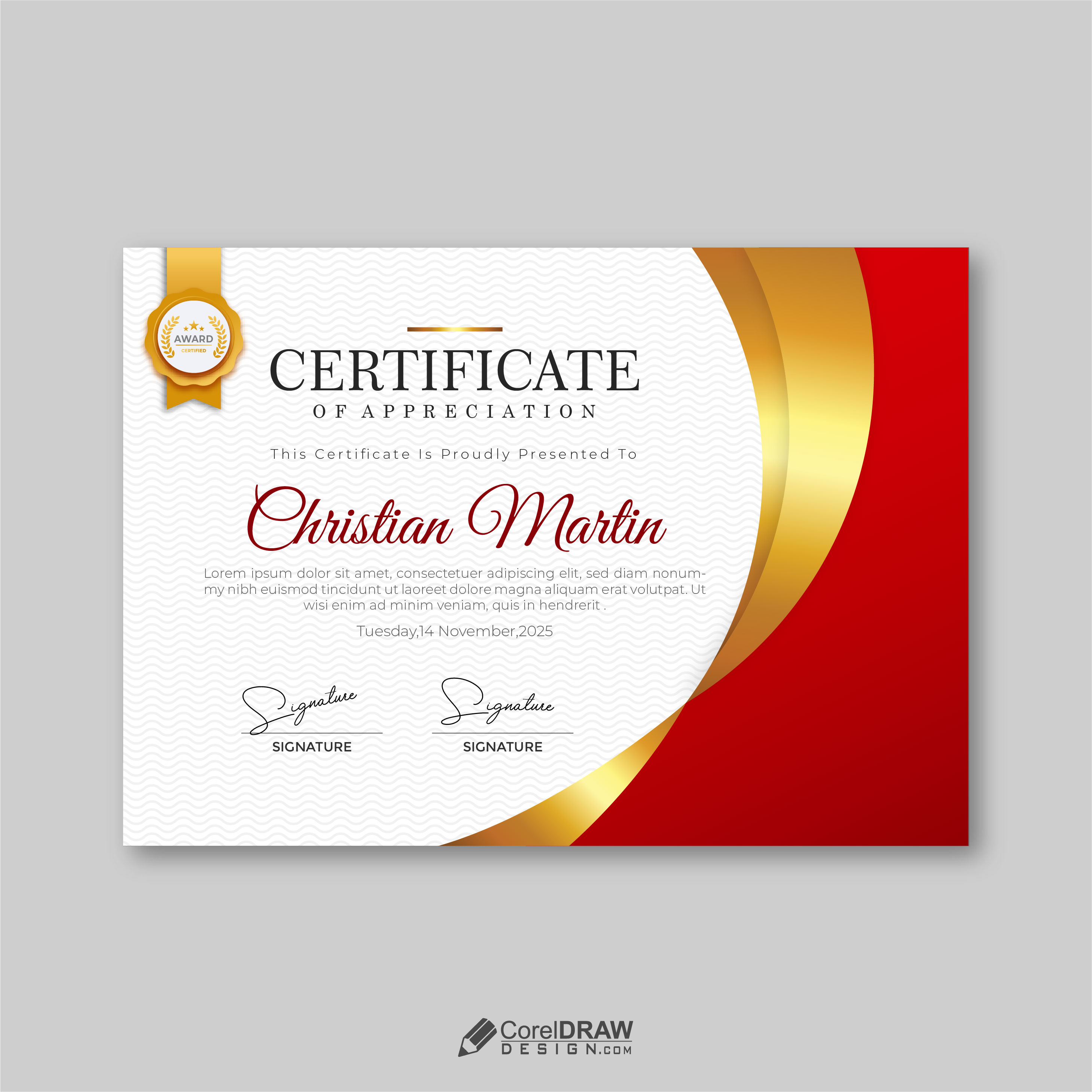 Professional Corporate Certificate Template Vector