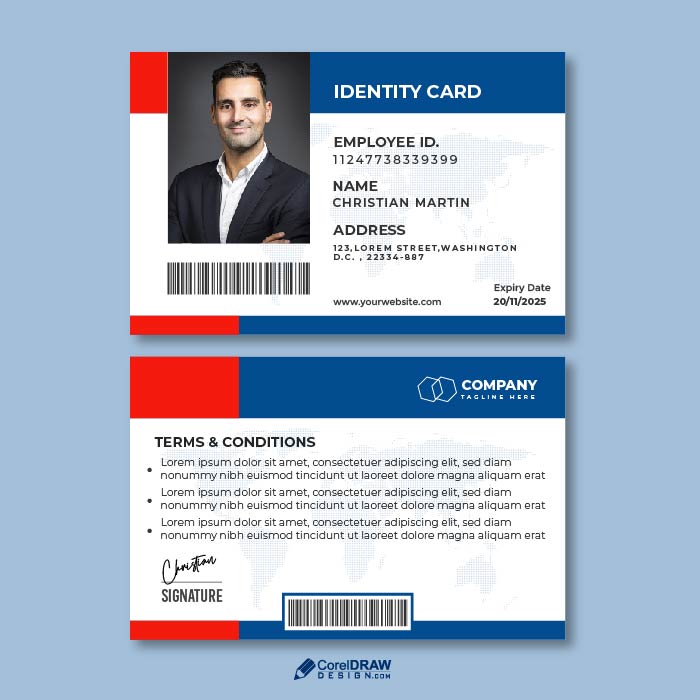 Professional Corporate Horizontal ID Card Vector
