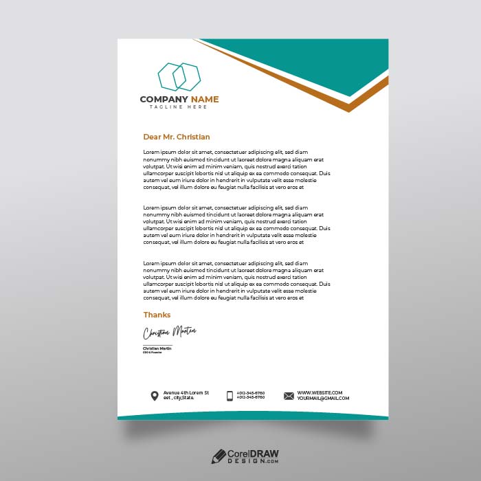 Professional Duotone Abstract Letterhead Vector Template