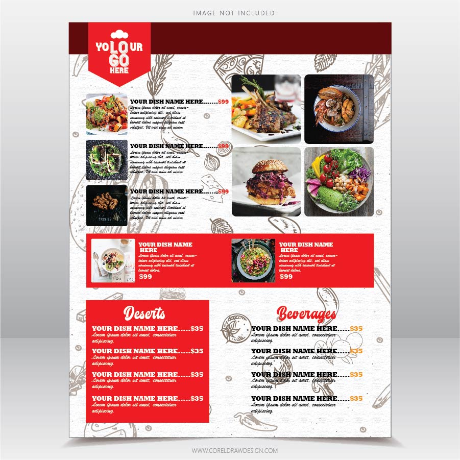Download Professional Food Menu Card Template  CorelDraw Design Inside To Go Menu Template