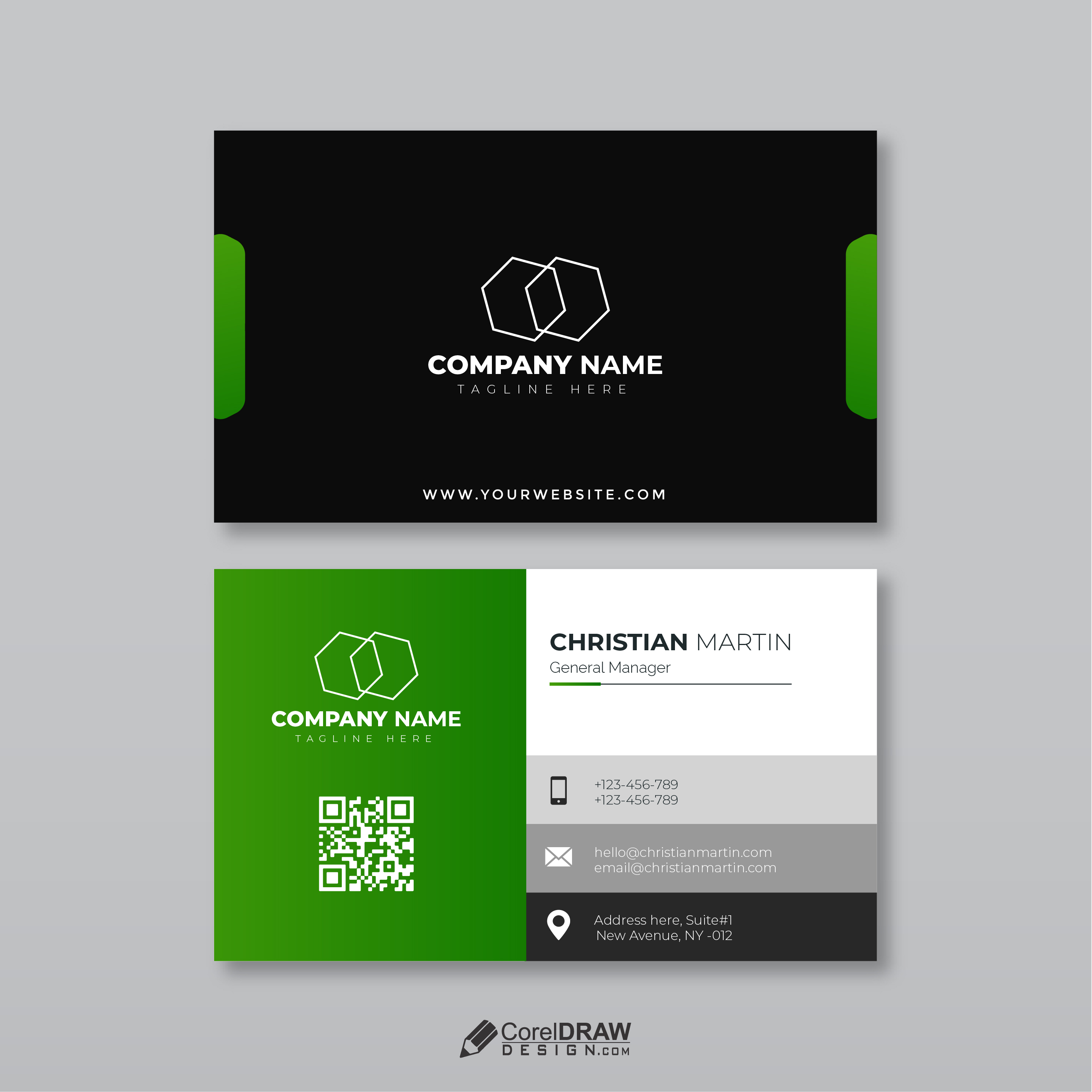Professional Green Corporate Business Visiting Card Vector