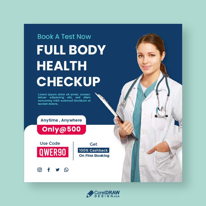 Professional Healthcare Medical Checkup Poster Template Vector