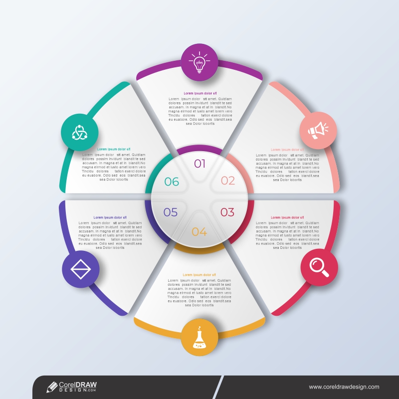 Professional Steps Infographic Template In Circular Style Free Vector