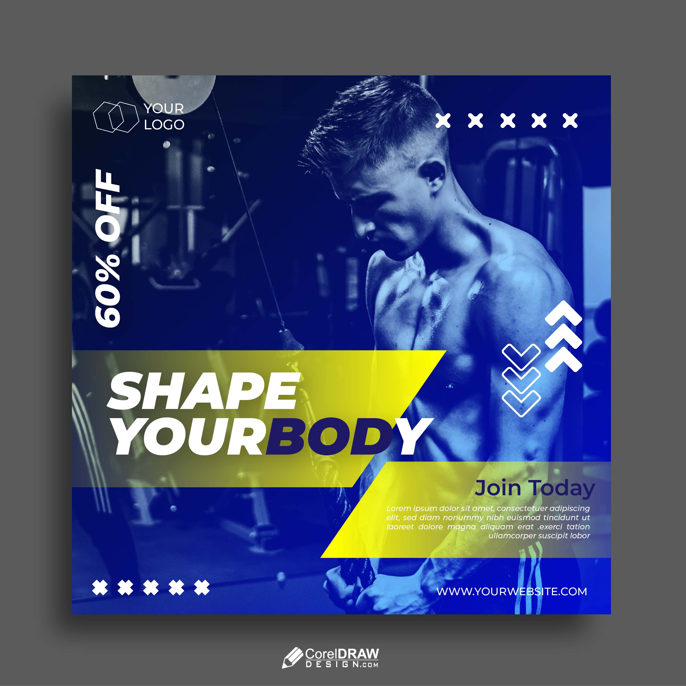 Professional trendy Colorful Gym Banner Template
