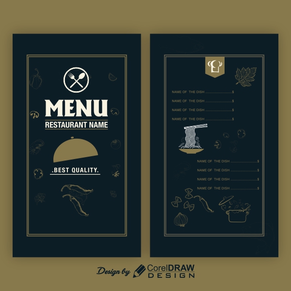Pure Vegetarian Family Restaurant Menu Card Vector Design Download For Free With Cdr File
