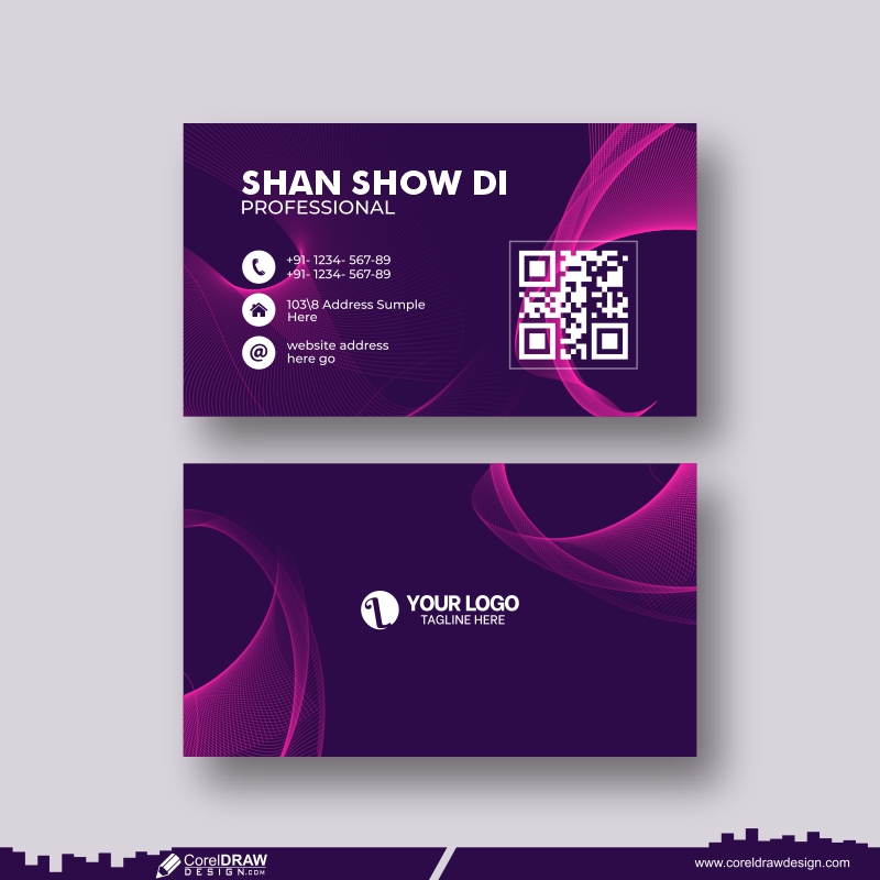 purple business card design vector cdr 