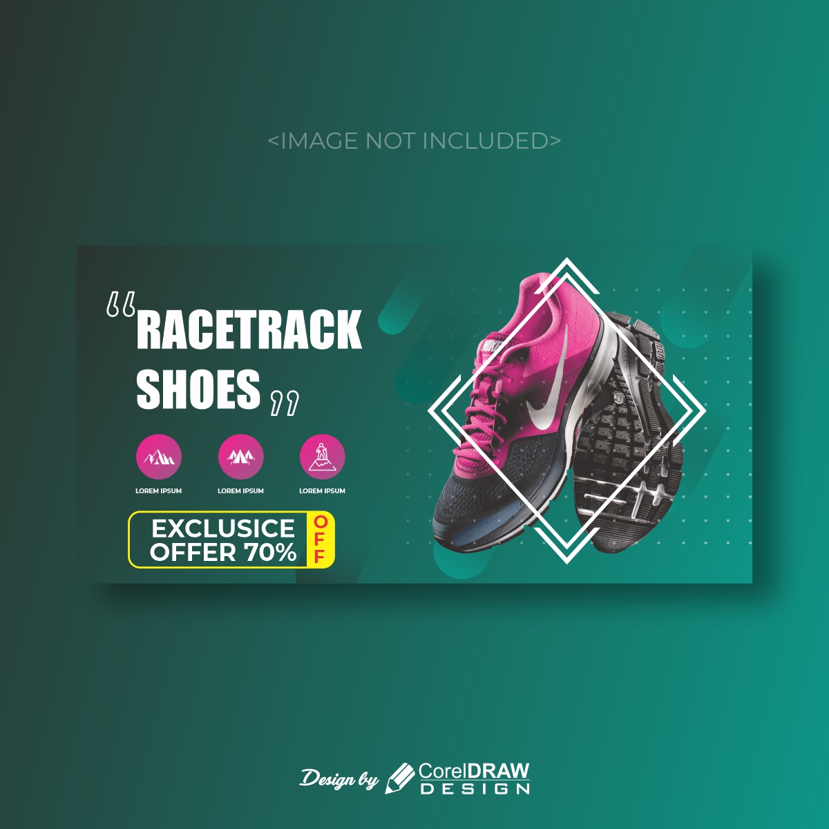 Racetrack shoes for camping banner