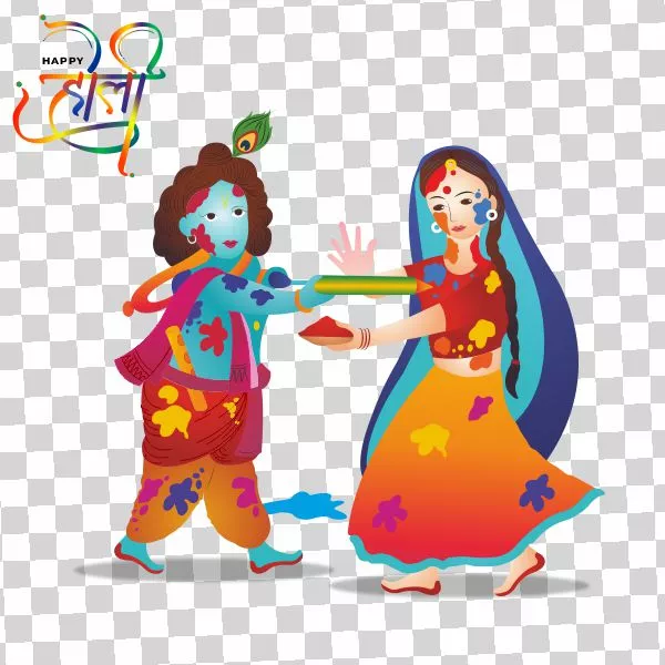 Radha Krishna Play Holi Png Vector, Illustration Image, Png Image