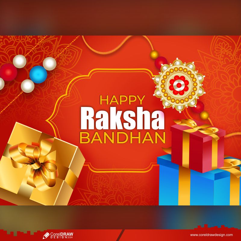 Raksha Bandhan Indian Festival Of Sisters And Brothers Decorated Rakhi Traditional Background With Greeting And Gift Free Vector  