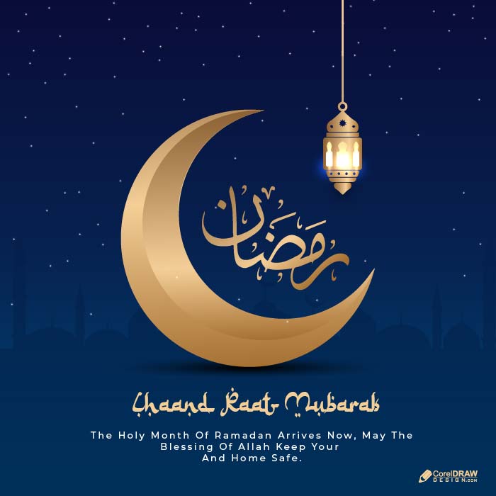 Ramadan Chaand Raat Mubarak Wishes Vector Template