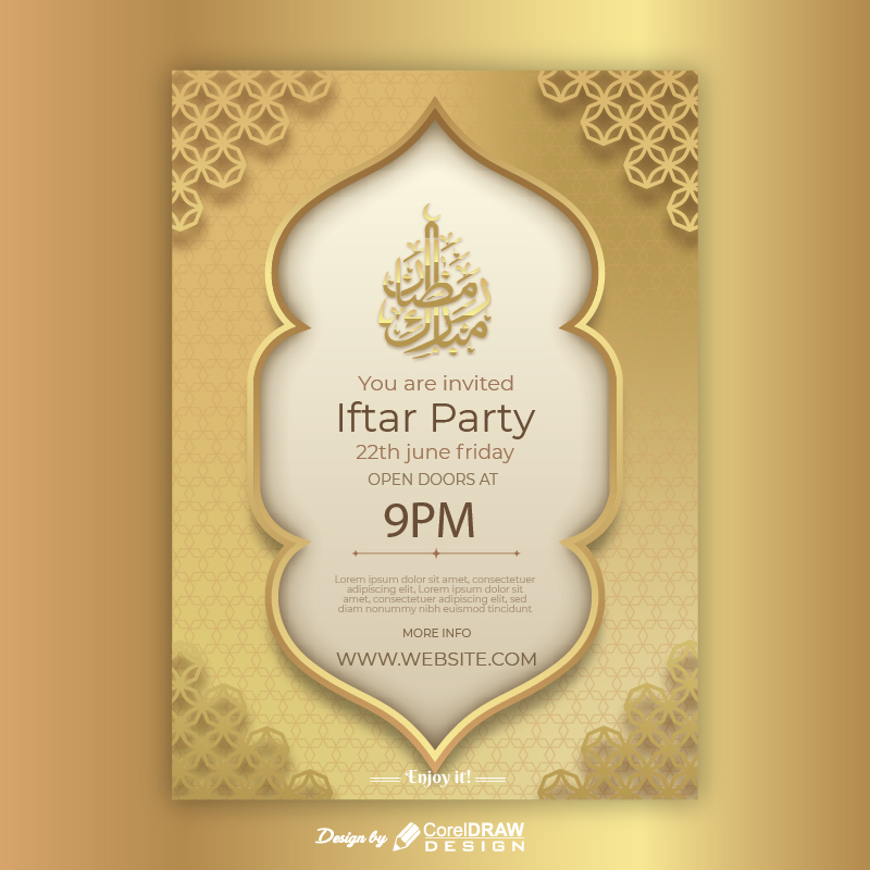 Ramadan Islamic Golden Iftar Menu Card Download Free AI & EPS Template Full Vector Trending 2021