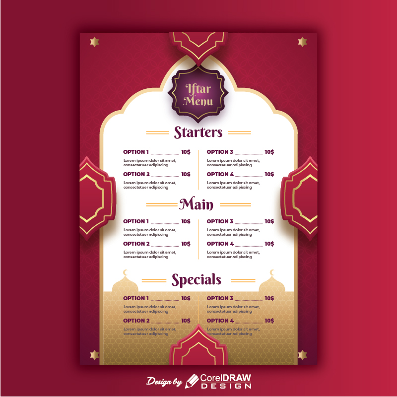 Ramadan Islamic Iftar Menu Card Download Free AI & EPS Template Full Vector Trending 2021