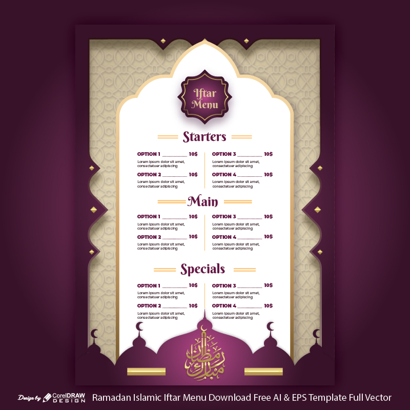 Ramadan Islamic Iftar Menu Download Free AI & EPS Template Full Vector Trending 2021