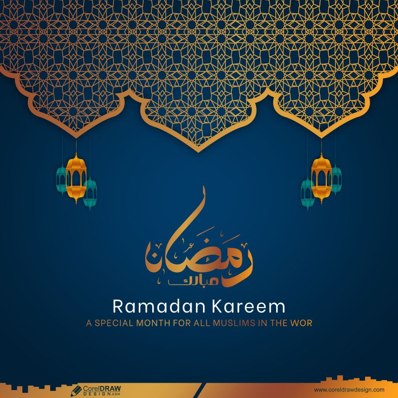 Ramadan Kareem Golden Greeting Card Background Free Premium Vector