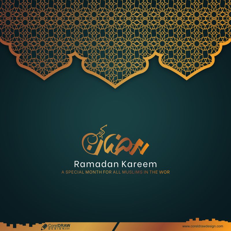 Ramadan Kareem Golden Greeting Card Background Premium Vector