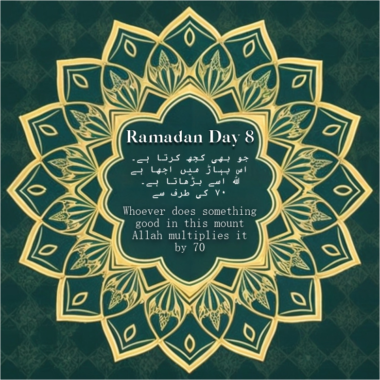 Ramadan Mubarak day 8 islamic Thought with mandala design download for free