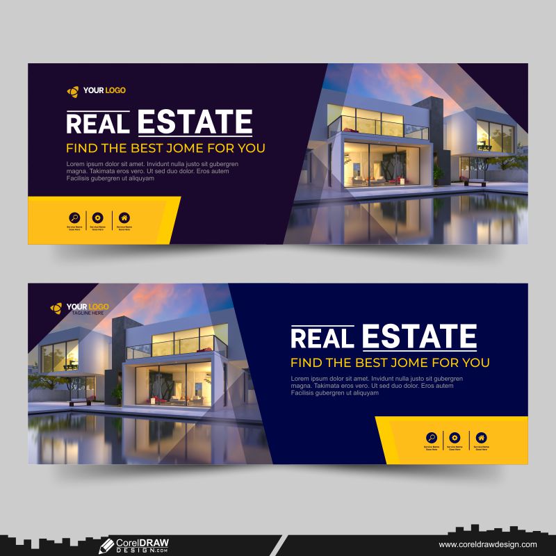 Real Estate Web Banner Template CDR Design