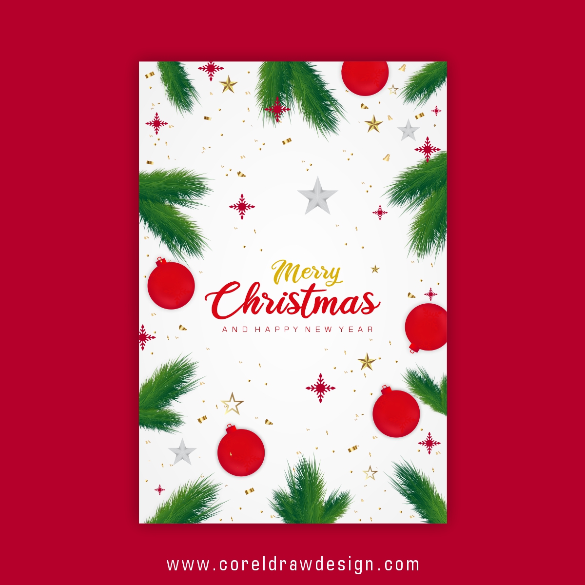Download Realistic Christmas Cards Template Free Vector Design