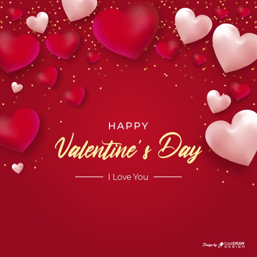 Realistic Heart Valentines Day Background Free Vector