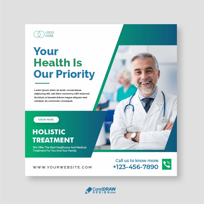 Realistic Premium Medical Healthcare Social Media Poster Vector Template