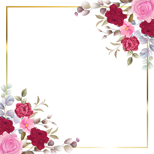 Red, Pink flower frame background with watercolor Free PSD and JPEG