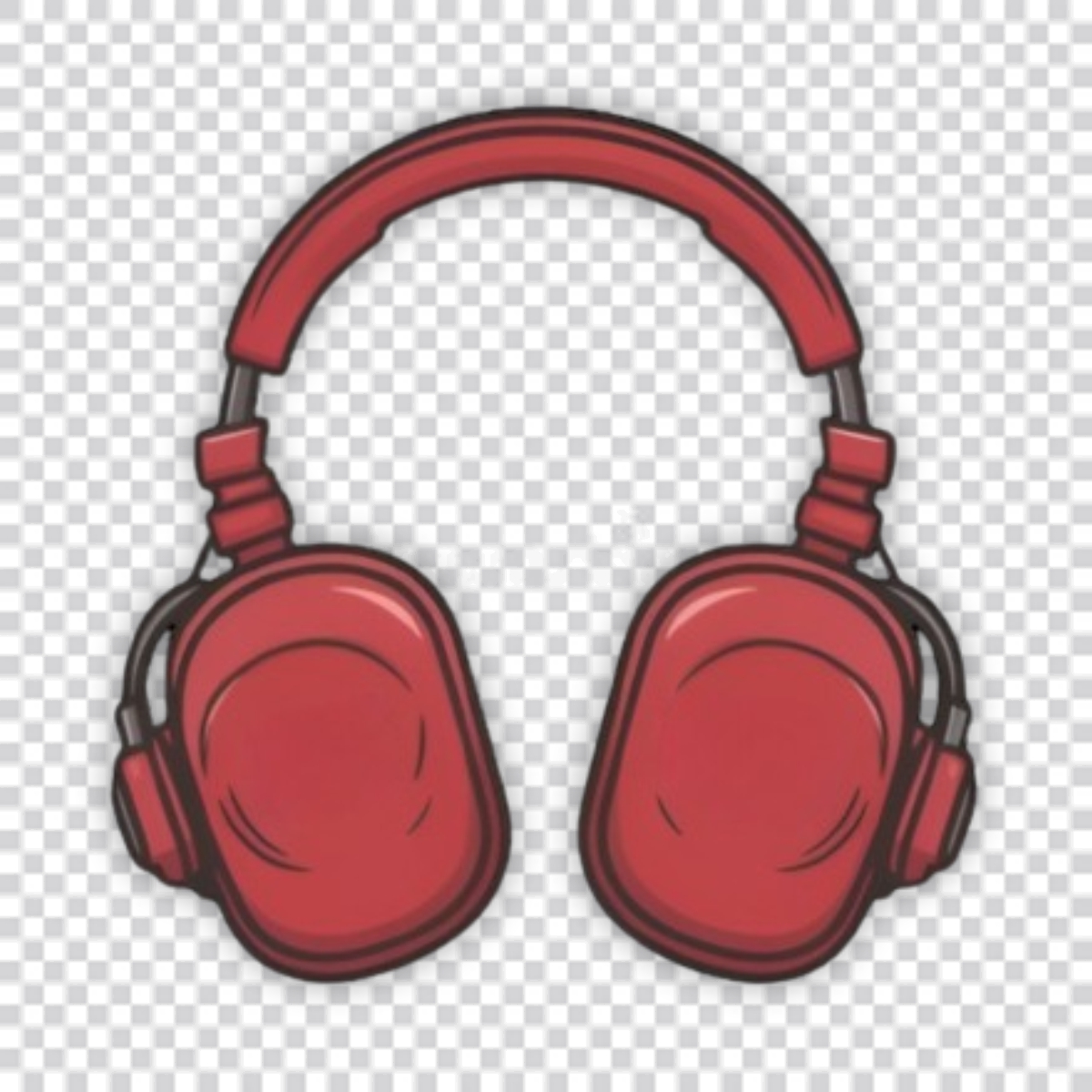 Red and black outline headphone png image download for free