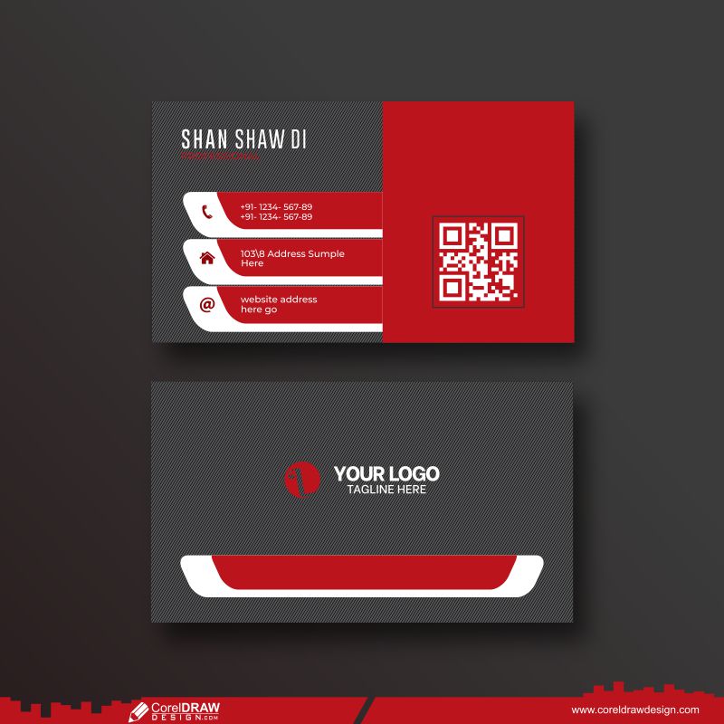 Red Business Card Design Vector CDR Free