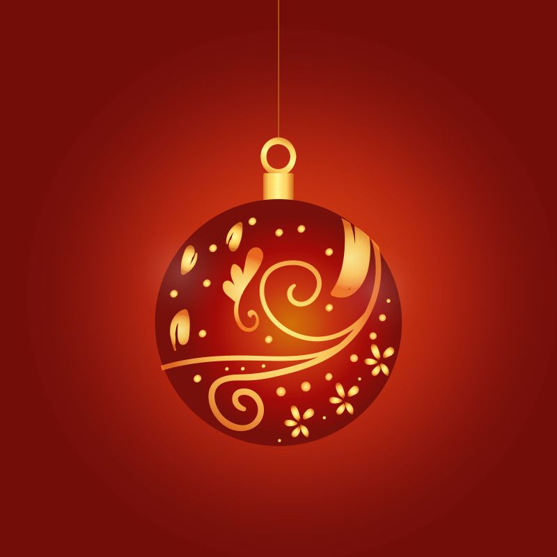 Red Designer Christmas and New Year Ball Vector Cdr File For Free