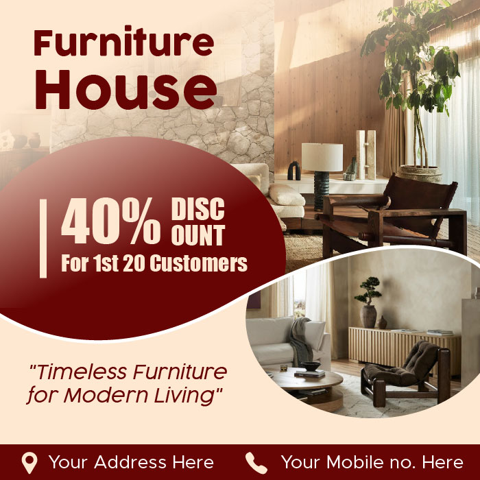 Red furniture shop sale banner vector free