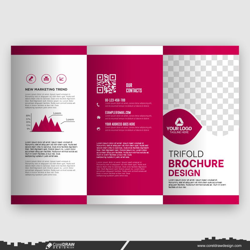 red gradient corporate business trifold brochure design template vector