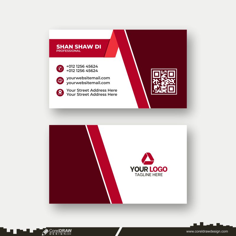 red type abstract business card design download