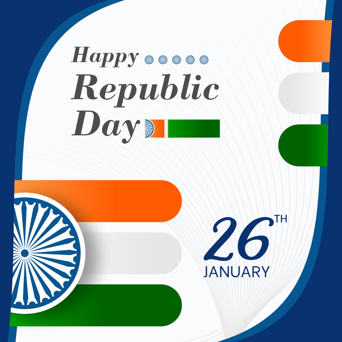 Republic Day Of India Modern Flag Design Free Vector