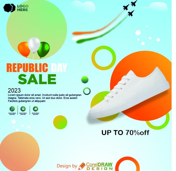 Republic day shoe sale offer vector design for free
