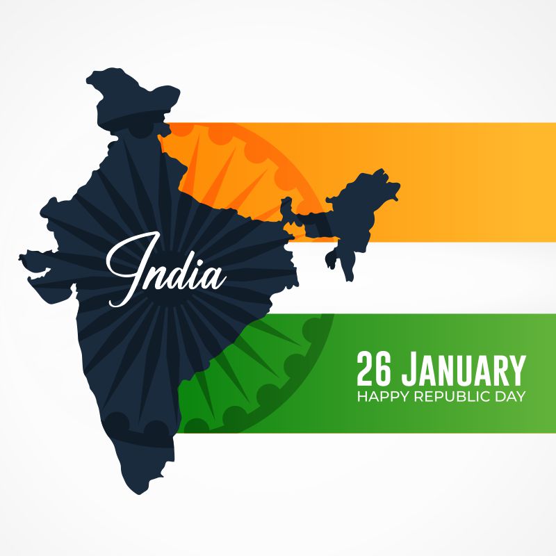 republic day tricolor flag with map design vector