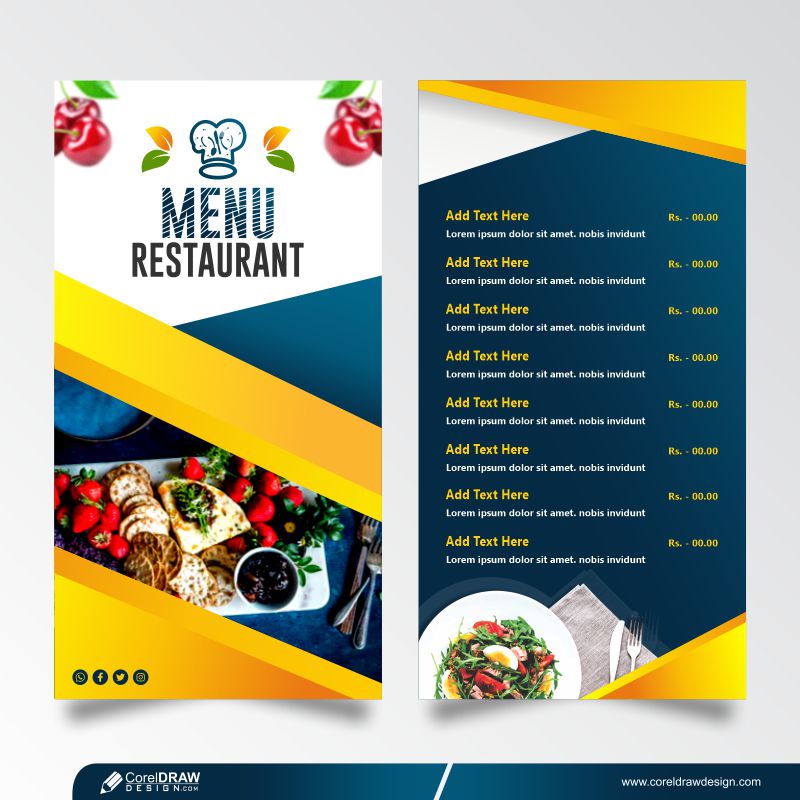 Download Restaurant Menu Card Design Free Vector Template CorelDraw 