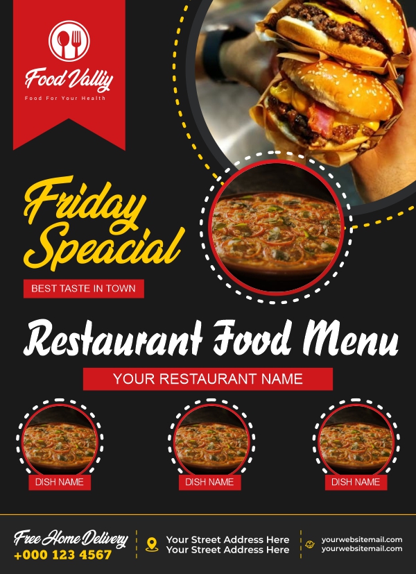 Restaurant Menu CDR Flyer Design Download For Free