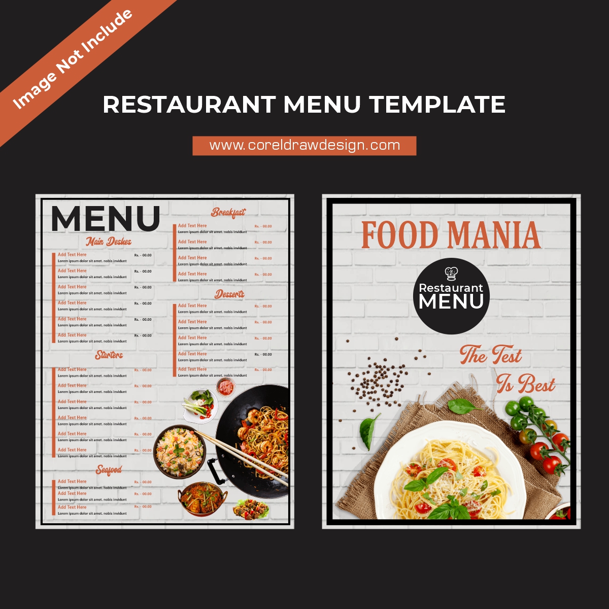 Restaurant Menu Template Front & Back Design