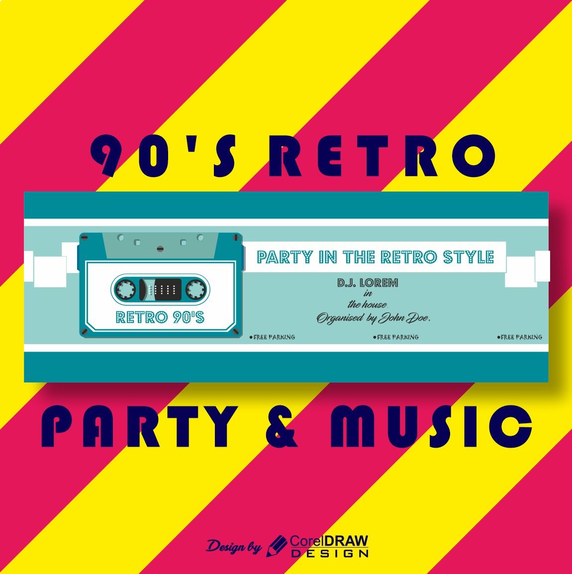 Retro party banner template.