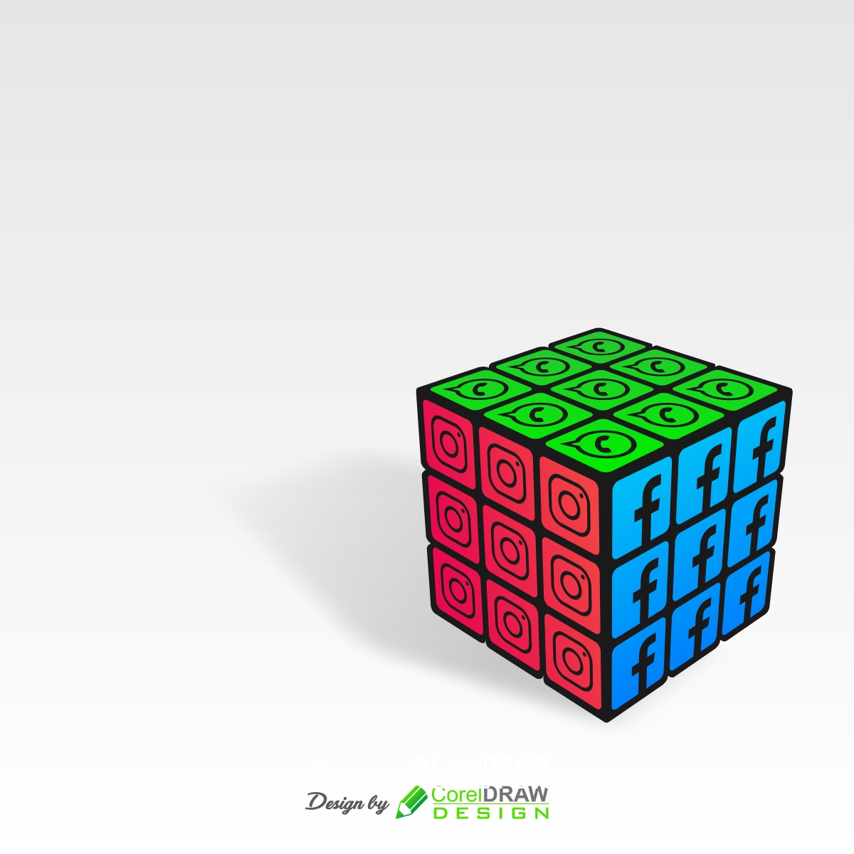 Rubik Cube with Social Media Icons Background, Free CDR