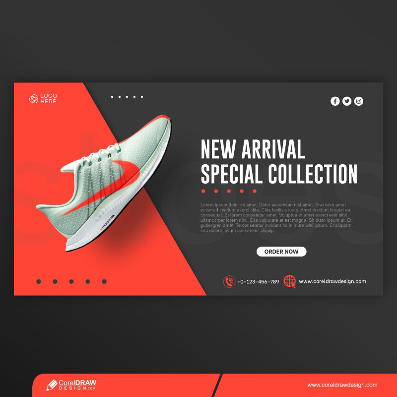Running Shoes Brand Product Landing Page Template Premium Vector