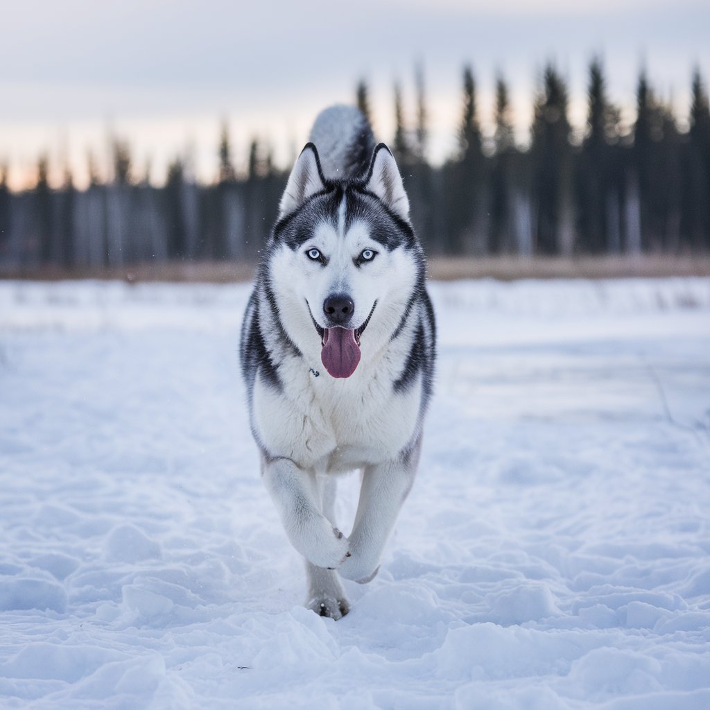 Running siberian husky