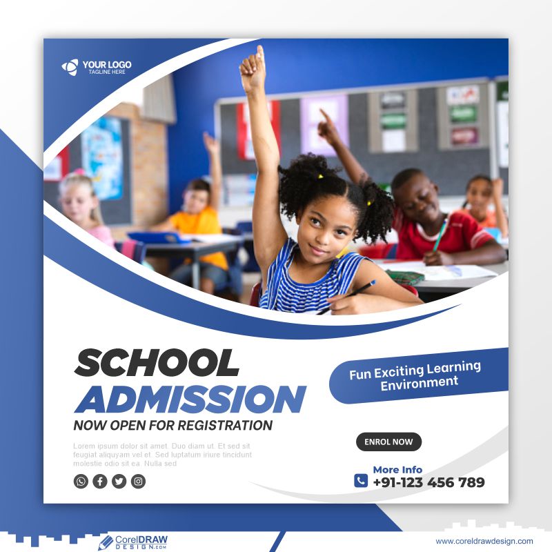 Download School Admission Banner Template Free | CorelDraw Design (Download  Free CDR, Vector, Stock Images, Tutorials, Tips & Tricks)