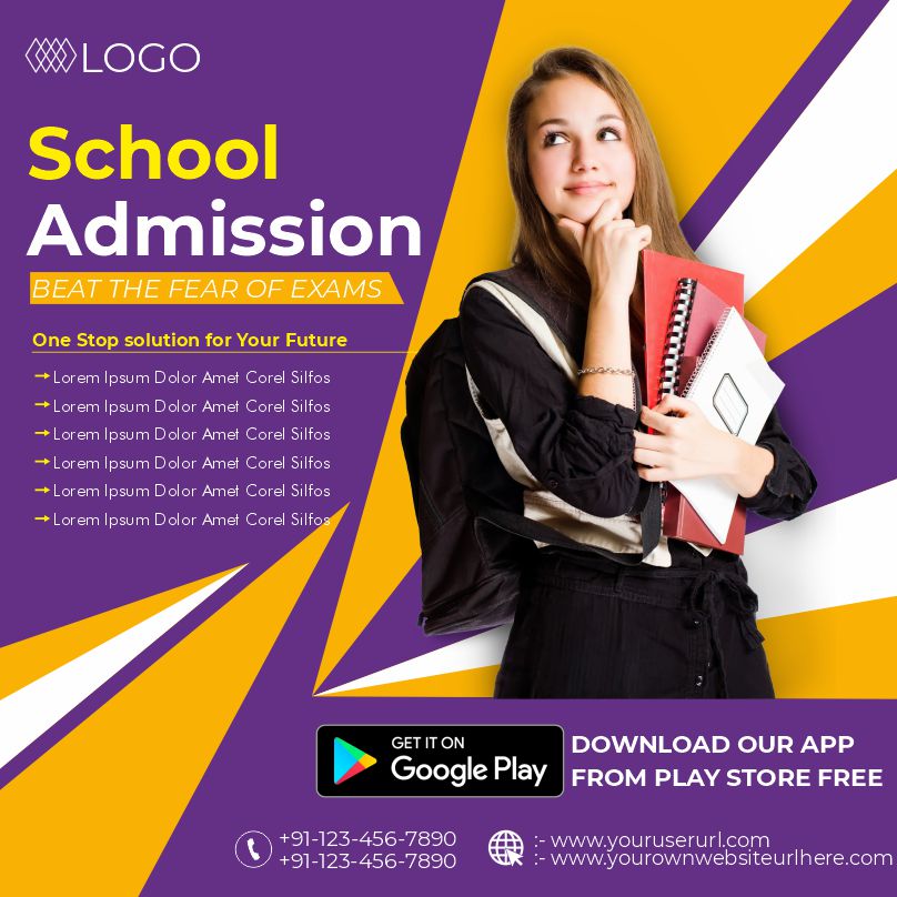 School Admission Colourful Poster Download From Coreldrawdesign